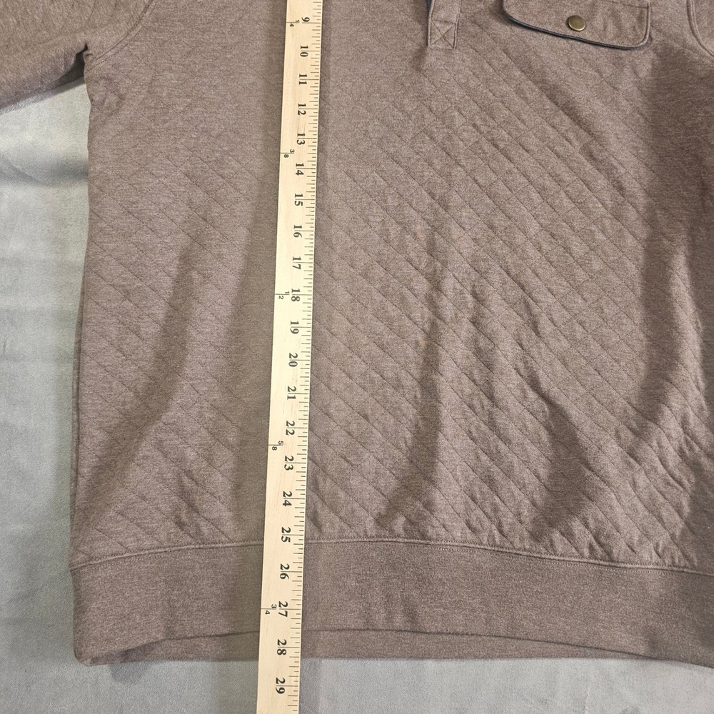 Goodfellow & Co Mens Quilted 1/4 Snap Pullover Brown Heather Sweatshirt Medium - Picture 4 of 7